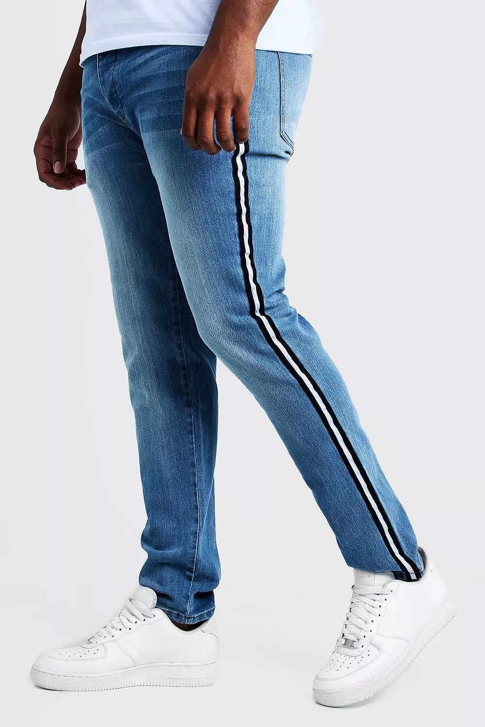 Side tape hot sale slim jeans